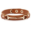 Vegan Leather Gold Snaffle Bit Bracelet BROWN
