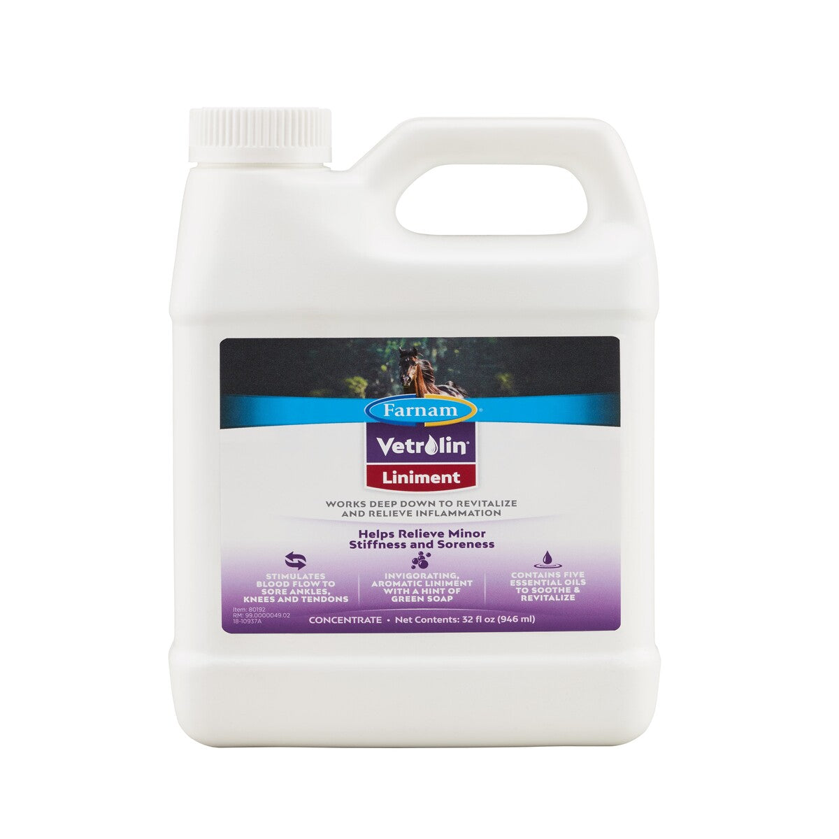 Farnam Vetrolin Liniment 32 ounce container on a white background