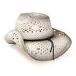 Straw Western Hat - white and grey 