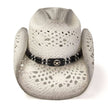 Straw Western Hat - white and grey 