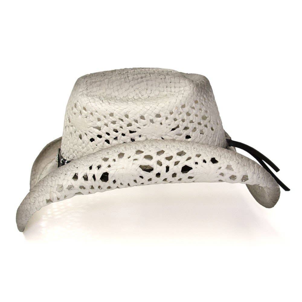 WE Straw Western Hat - white and grey 
