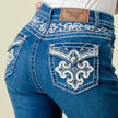 Denim Zone U.S.A. - WF-314 Flare Embroidered Stretchy Women's Bling Jeans By Westfield Eagle back detail