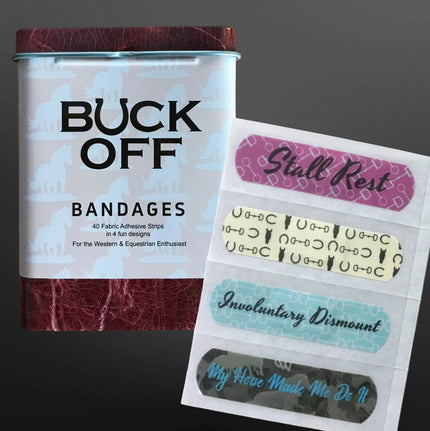 Western Equestrian Horse Themed Fabric Bandages in Tin Box