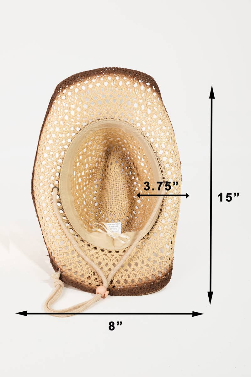 Western Straw Weave Rope String Cowboy Hat measurements