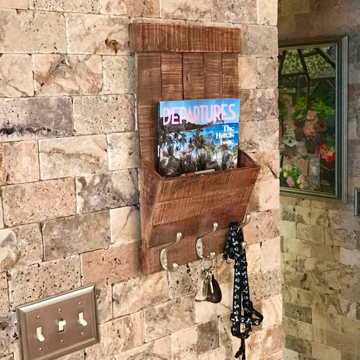 Wilco Home - Big Bend Wall Pocket W/hooks on display with random items