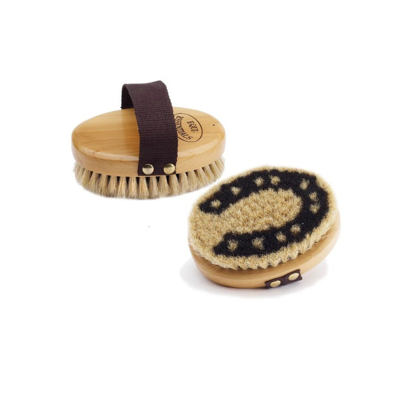 Wood Back Horseshoe Body Brush with Horse Hair
