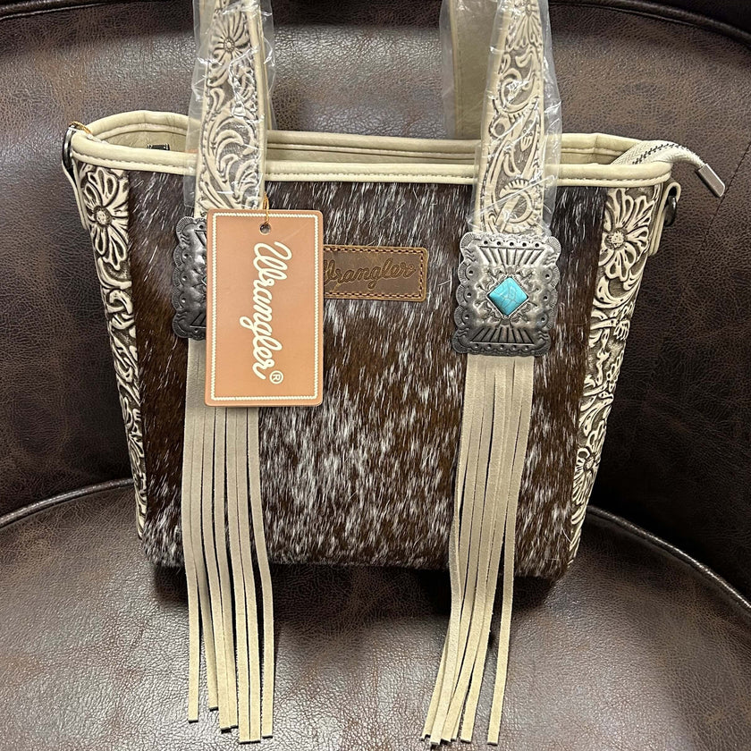 Wrangler Hair-On Cowhide bag dark brown