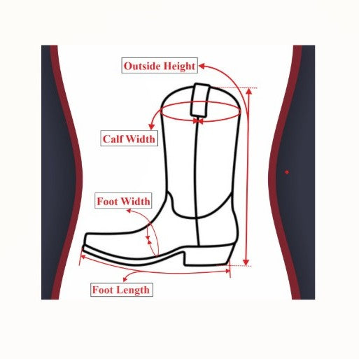 TuffRider® Children's Zion Square Toe Western Boot measuring guide.
