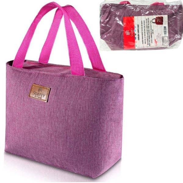 Zippered Insulated Cooler Lunch Bags PINK