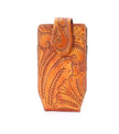American Bison Floral Tooled Leather Phone Case for Belt