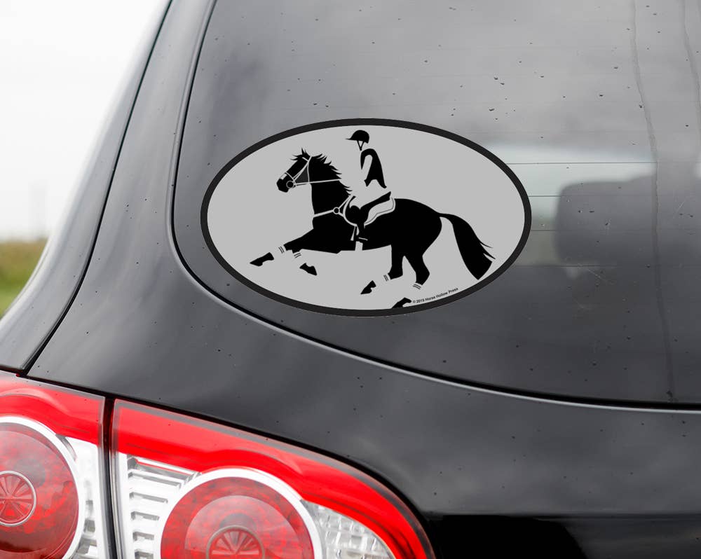 Horse Hollow Press - Oval Equestrian Horse Sticker: Eventer at Start