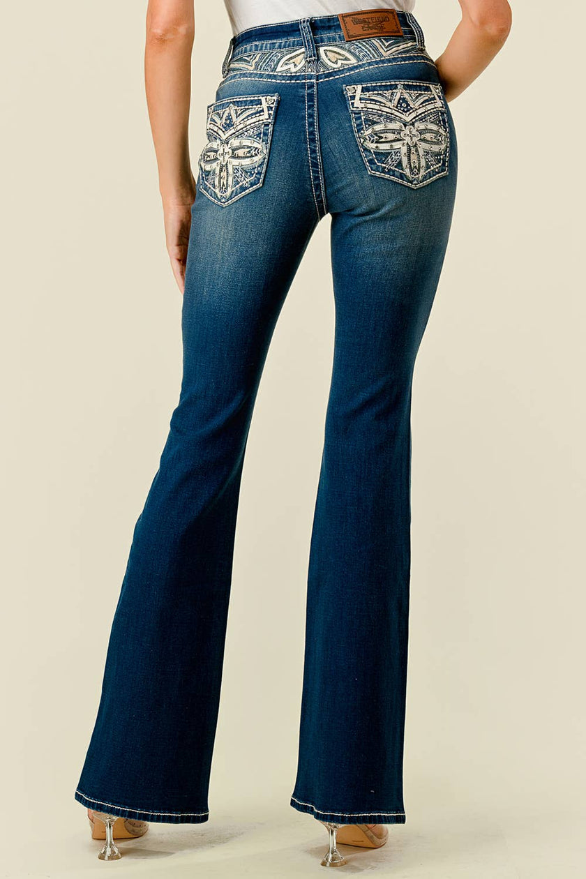 DZ - WF-336 Flare Stretchy Women's Bling Jeans By Westfield Eagle