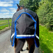 Horseware® Amigo Ripstop 900D Foal Turnout 200g in Black Classic Blue accents showing back tail cover.