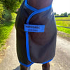 Horseware® Amigo Ripstop 900D Foal Turnout 200g in Black Classic Blue accents showing front closure