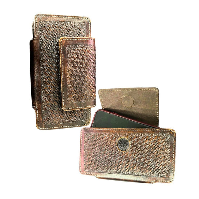 Basket Weave Horizontal Phone Case for Belt