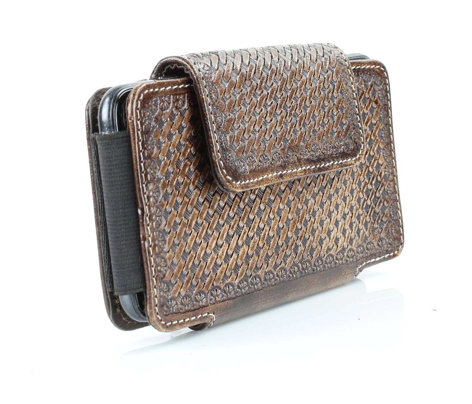 Basket Weave Horizontal Phone Case for Belt