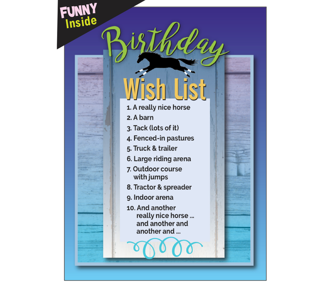 HHP Horse Funny Birthday Card: Wish List