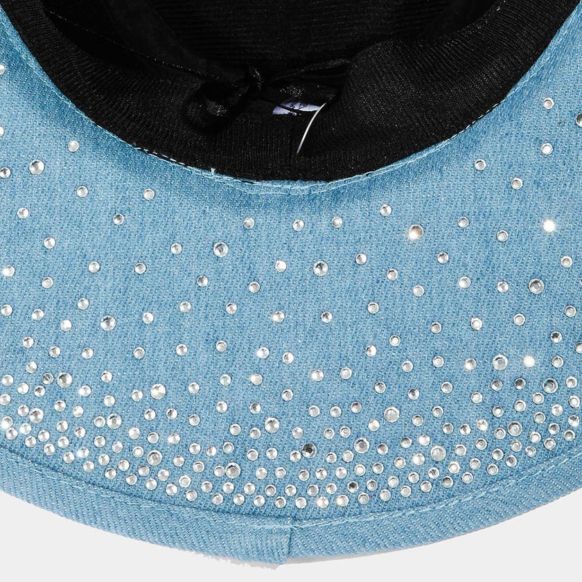 Rhinestone Studded Denim Cowboy Hat