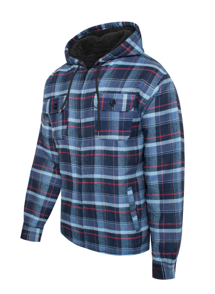 Generation XYZ - Men's Flannel Sherpa Lining Jacket Navy/Red