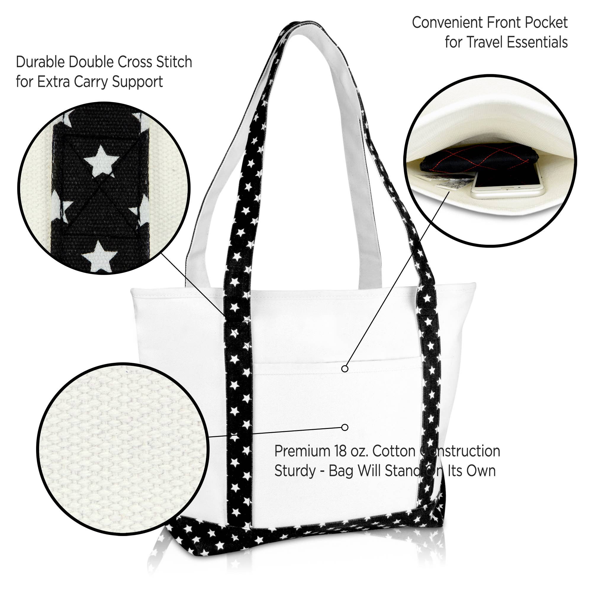 Dalix - DALIX Daily Shoulder Tote Bag Premium Cotton