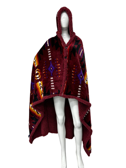 Linen Mart Aztec Wearable Hooded Blanket