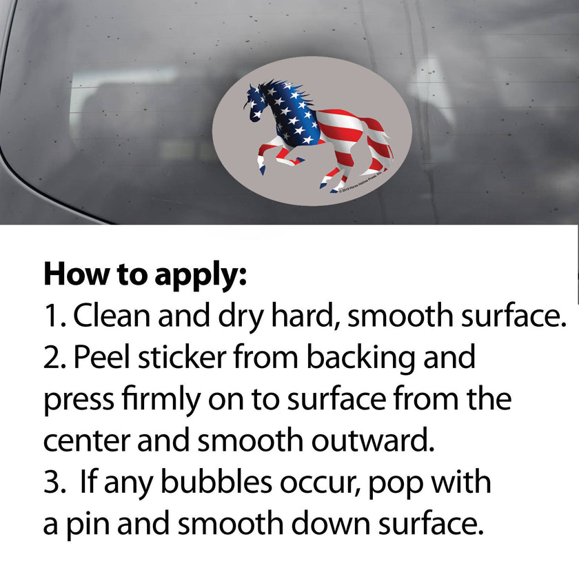 Oval Equestrian Horse Sticker: Patriotic American