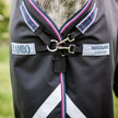 Horseware Rambo® Supreme 1680D Turnout (0g Light) front closure detail on model horse