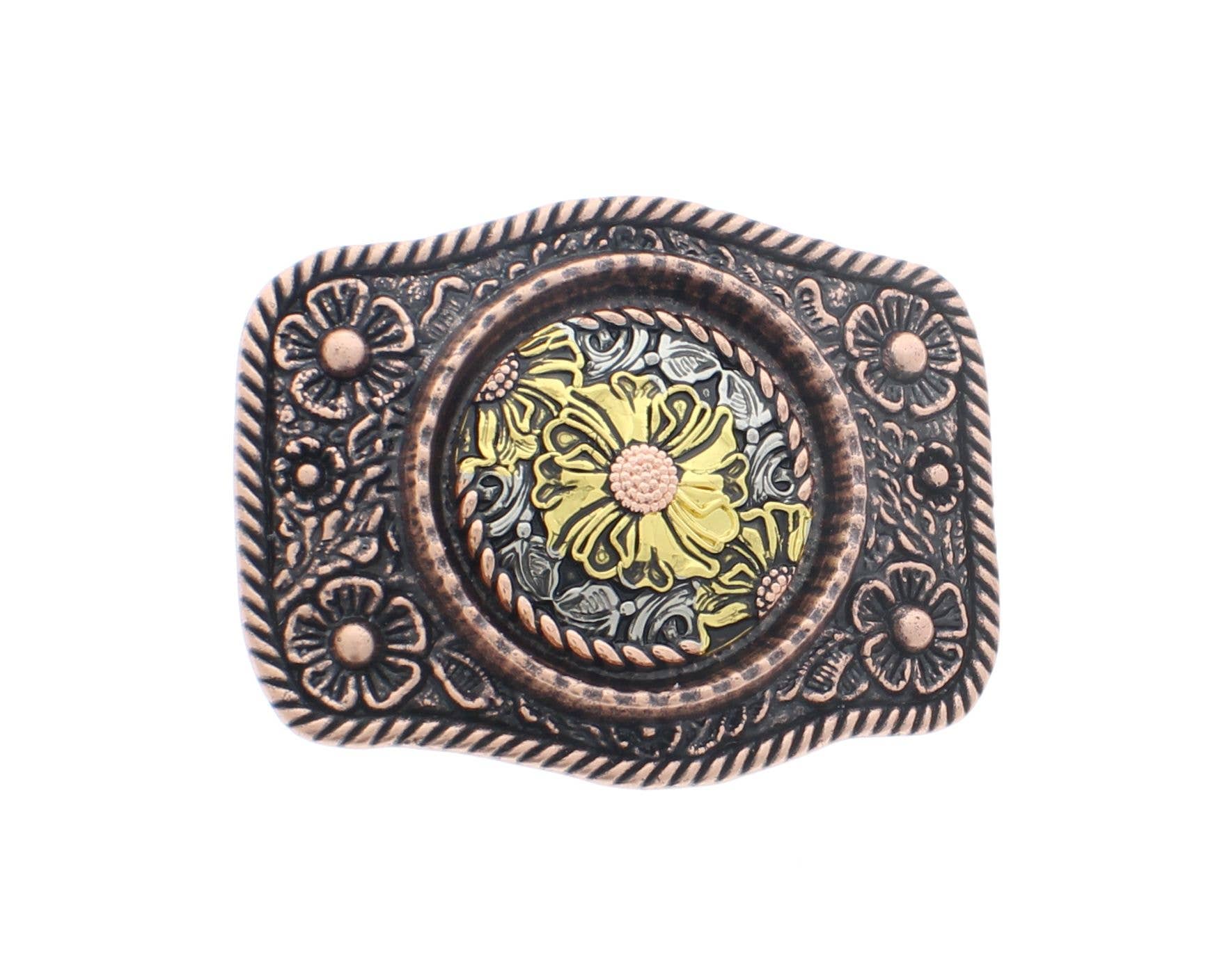 HHH Designs - Copper Floral Belt Buckle