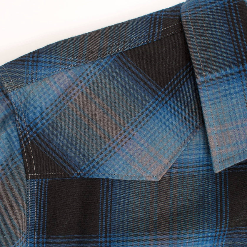 Rodeo Clothing - Men's Western Long Sleeve Flannel Shirt With Snap Buttons