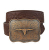 Axesoria West - Copper Western Long Horn Buckle w. matching tooled belt