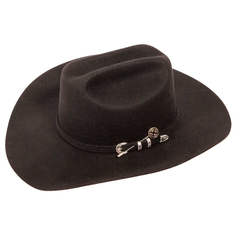 American Hat Makers Black Cattleman Felt Cowboy Hat with Cowboy Hat Band Side view