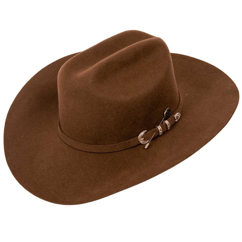 American Hat Makers Brown Cattleman Felt Cowboy Hat with Cowboy Hat Band Side View