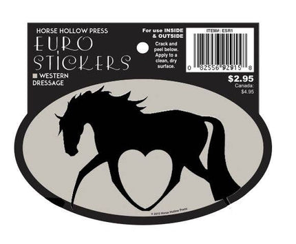 Horse Hollow Press - Oval Equestrian Horse Sticker: Horse w/ Gray Heart