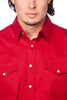 Rodeo Clothing - Men's Western Solid Twill Long Sleeves Snap Button Shirt