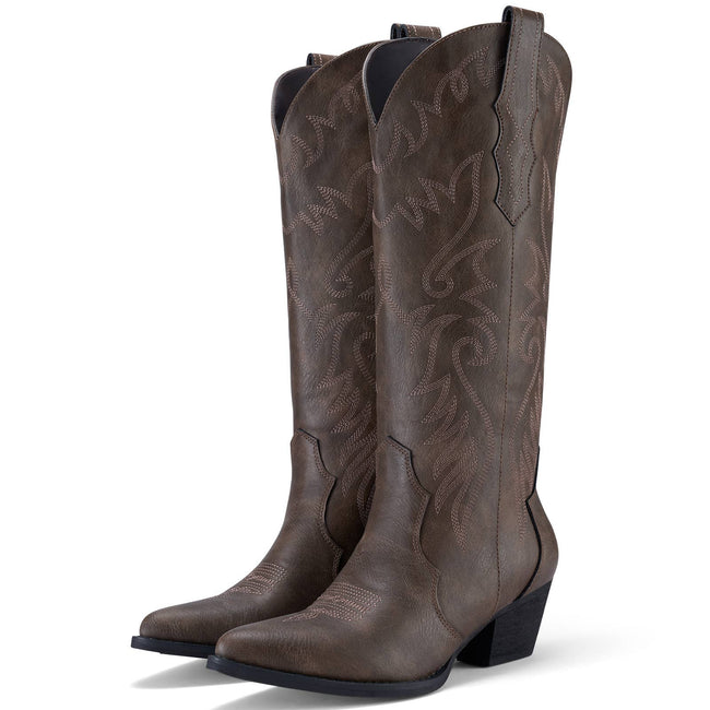 Rollda Women's Knee-High Cowboy Boots
