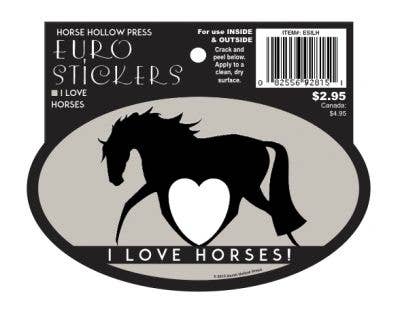 Horse Hollow Press - Oval Equestrian Horse Sticker: I Love Horses