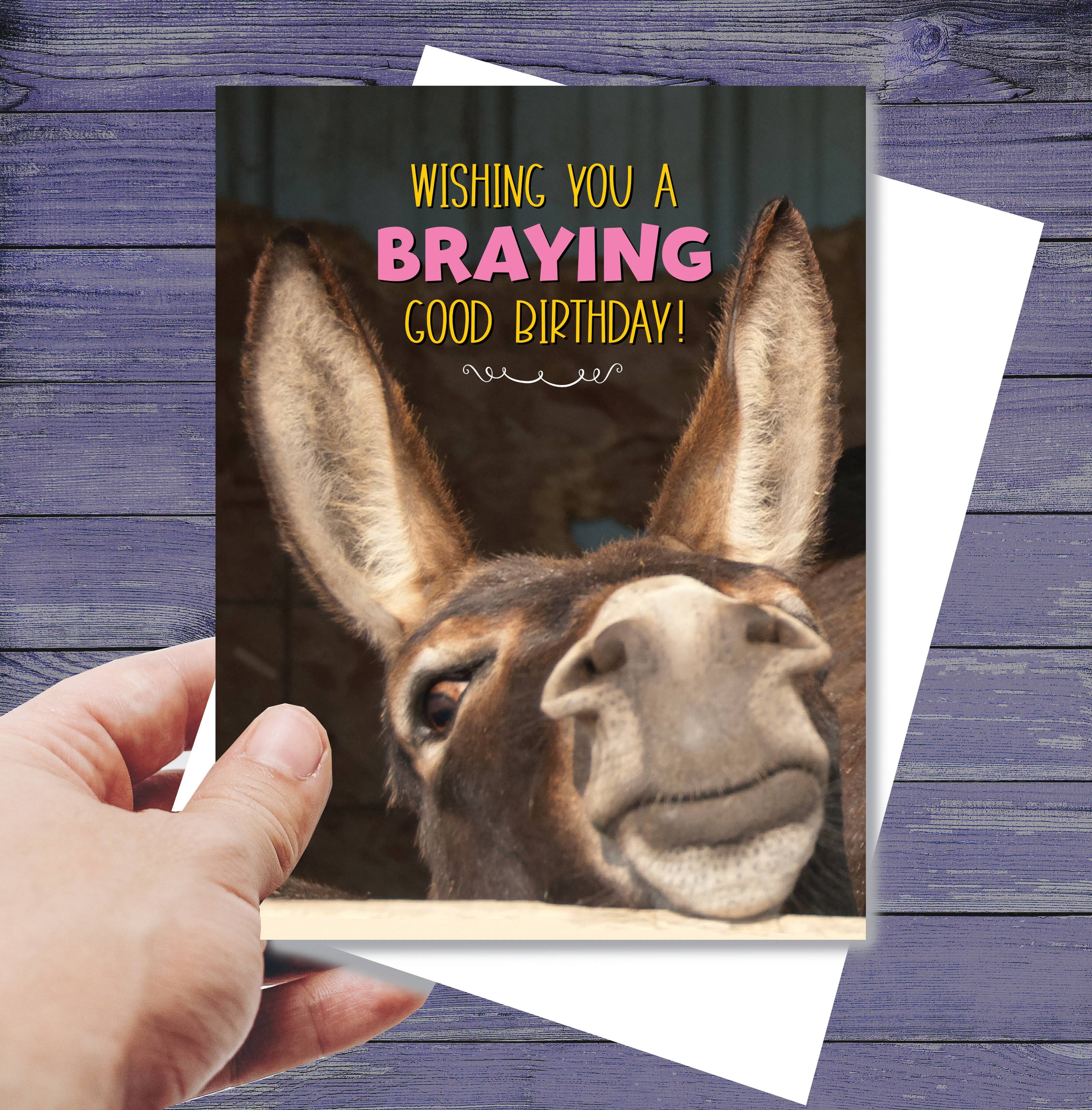 Donkey Birthday Card: Braying Good Birthday