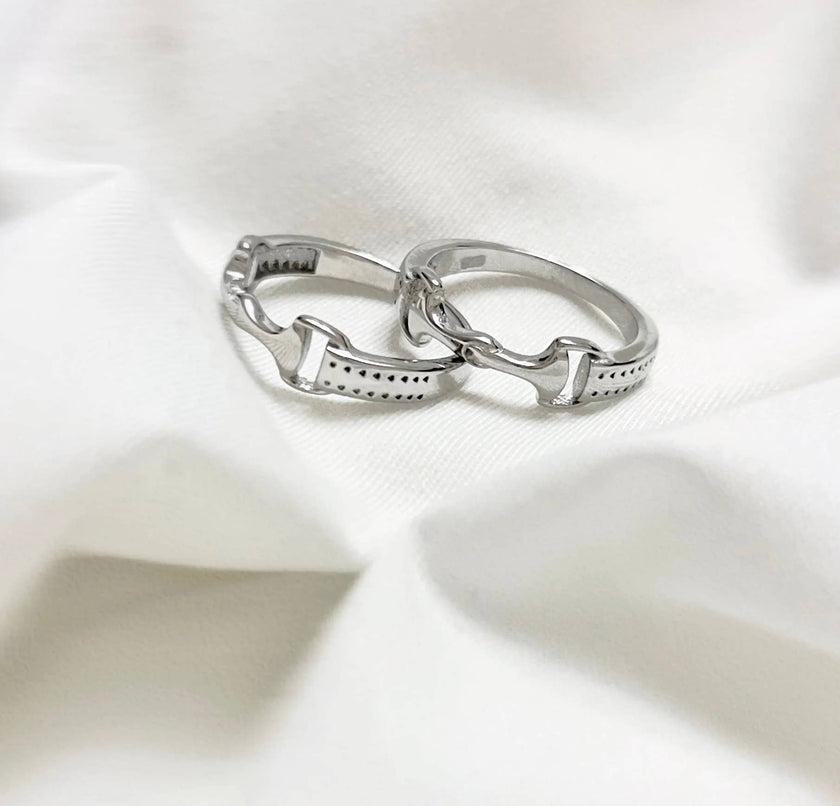 Equestrian Horse Snaffle Bit Sterling Silver Ring