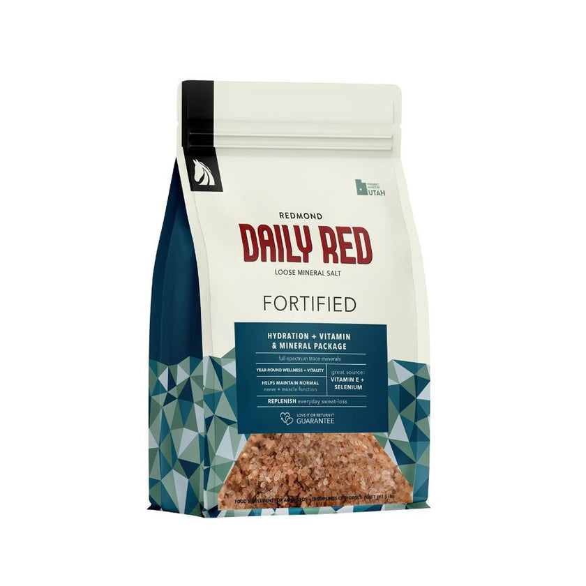 Daily Red Fortified hydration and mineral supplement for horses.