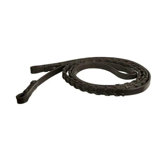 Da Vinci Flat Laced Reins with Hook Stud Ends dark brown