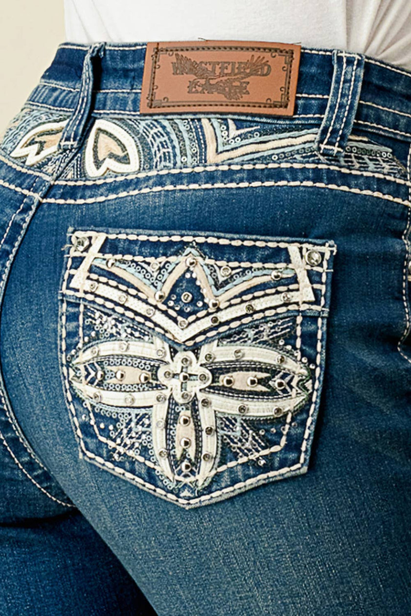 DZ - WF-336 Flare Stretchy Women's Bling Jeans By Westfield Eagle