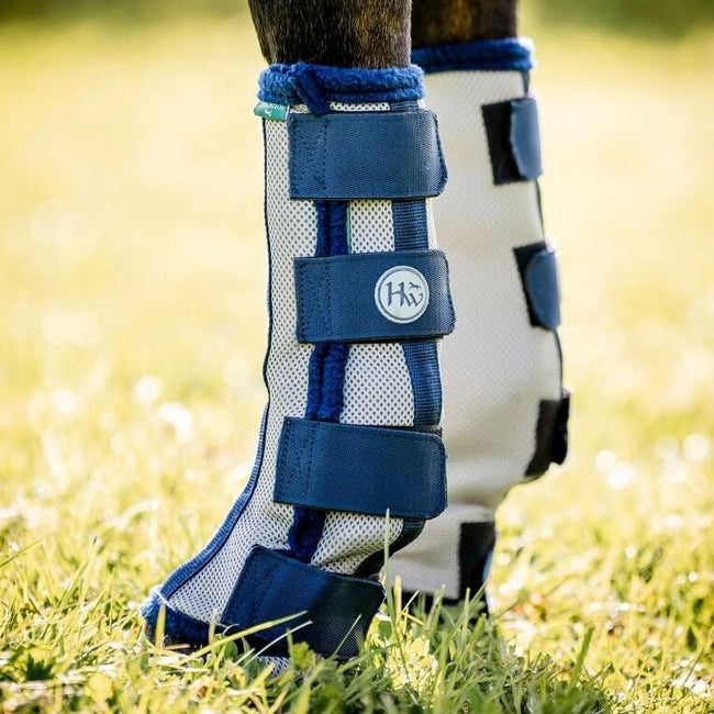 Horseware® Fly Boot navy Silver on model horse.