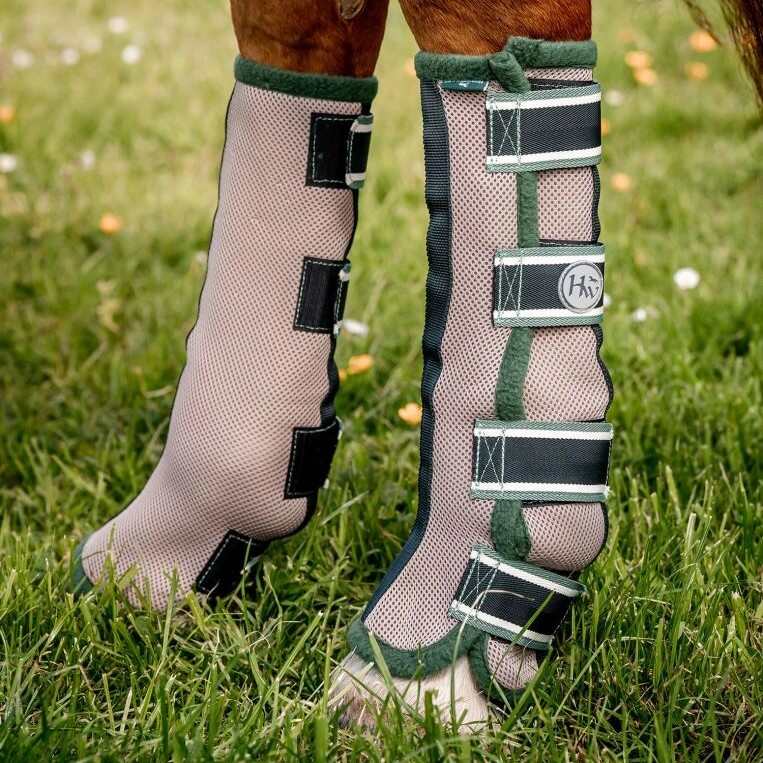 Horseware® Fly Boot oatmeal sage on model horse.