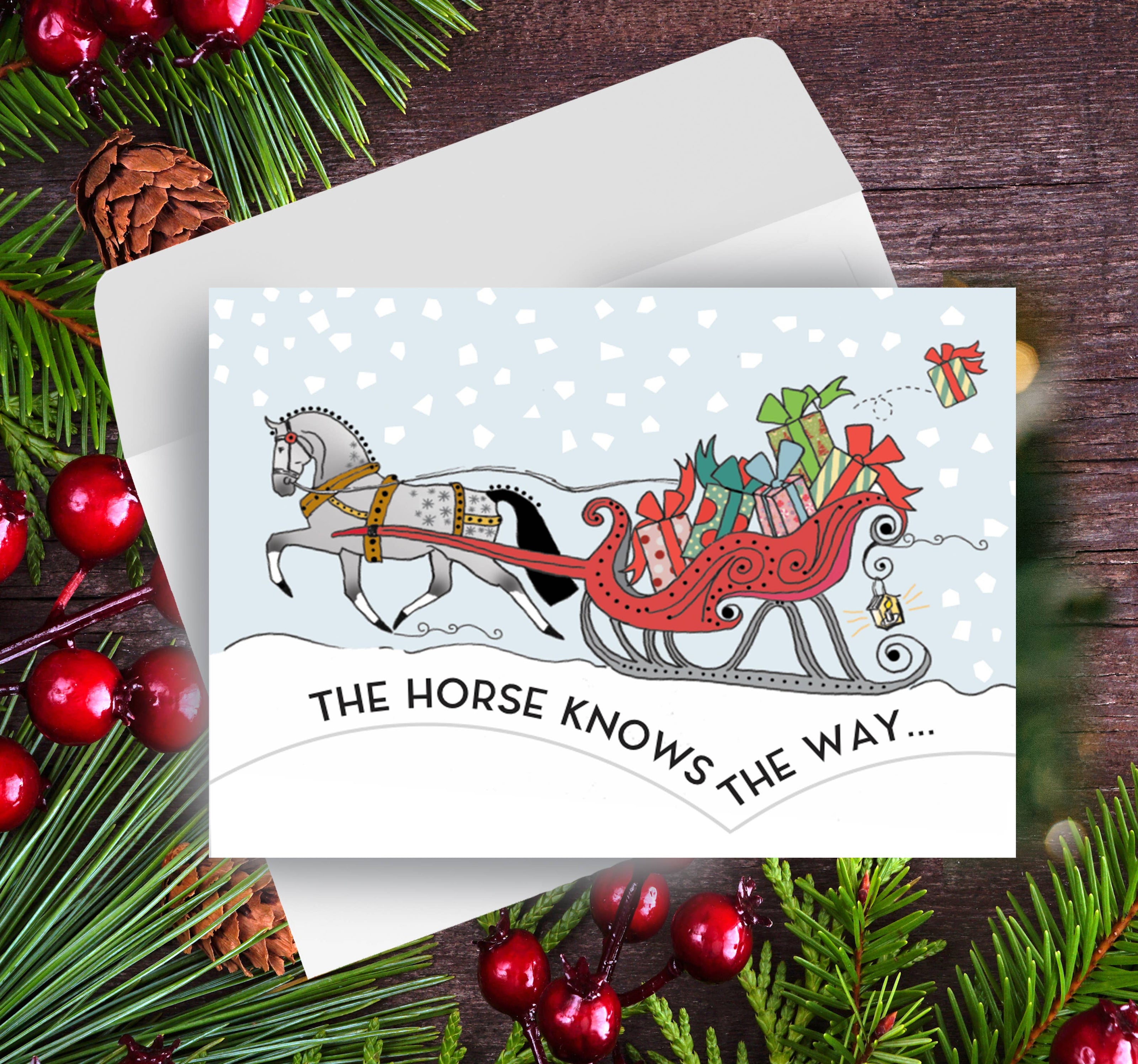 Horse Christmas Card - Santa Knows