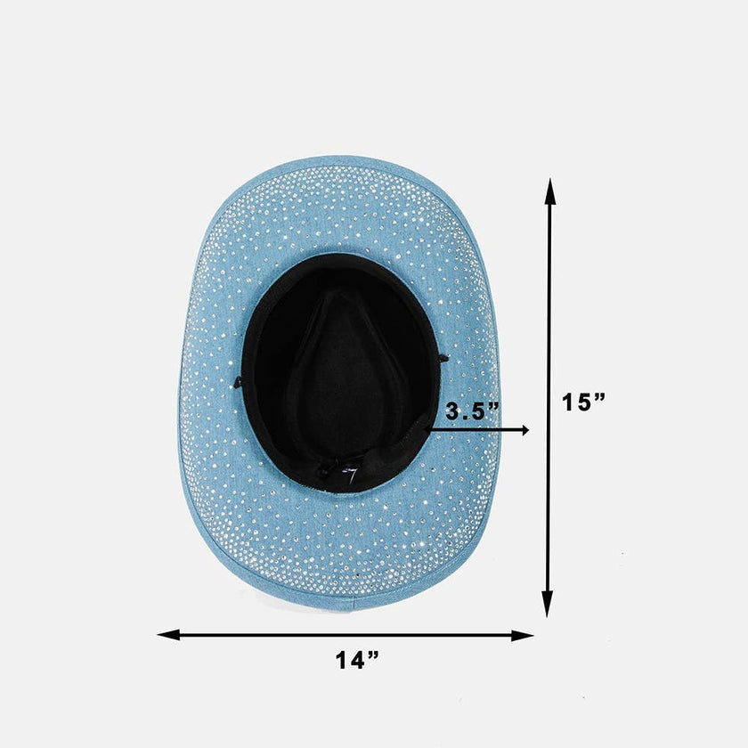 Rhinestone Studded Denim Cowboy Hat