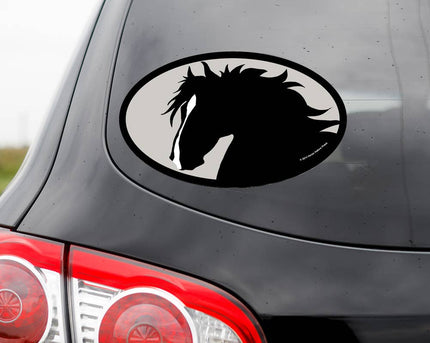 Horse Hollow Press - Oval Equestrian Horse Sticker: Horse w/ Flowing Mane