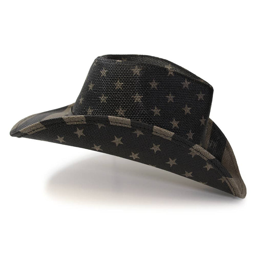 WE Black & Gray Americana Straw Western Hat