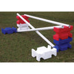 Horsemen's Pride Jump Block red, white and blue showing example use in the riding arena.