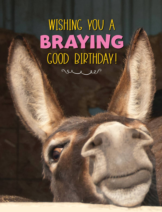 Donkey Birthday Card: Braying Good Birthday