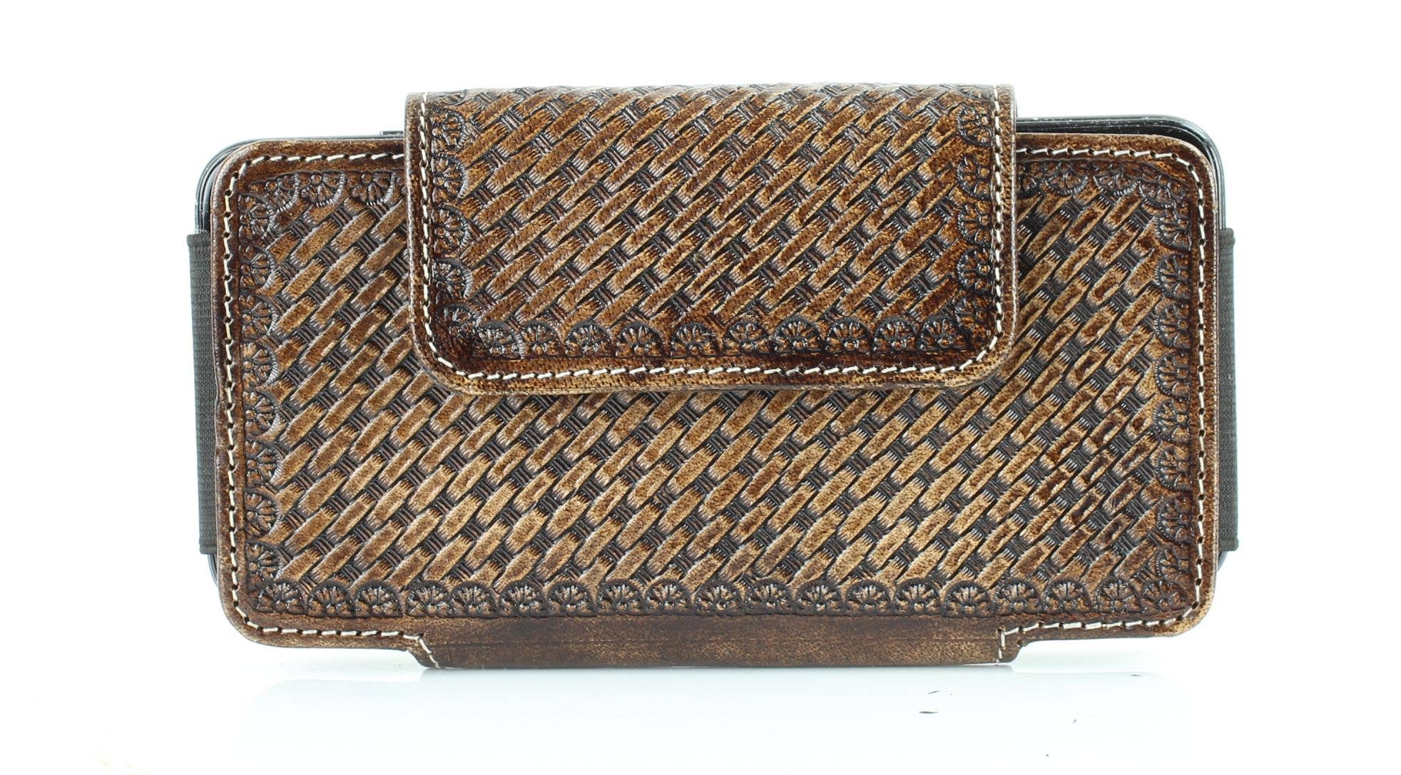 Basket Weave Horizontal Phone Case for Belt
